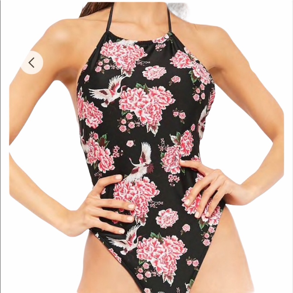 Floral Print One Piece Swimsuit